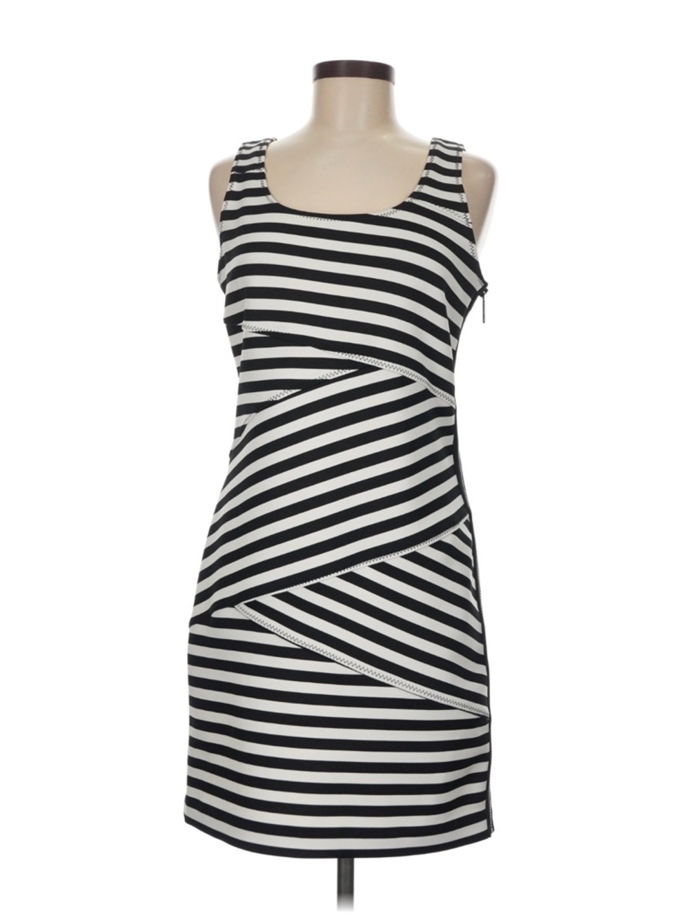 MICHAEL Michael Kors Black and White Striped Tank Sheath Dress
